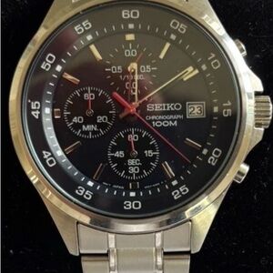 Seiko Dark Blue Díal Chronograph 100M Stainless Watch